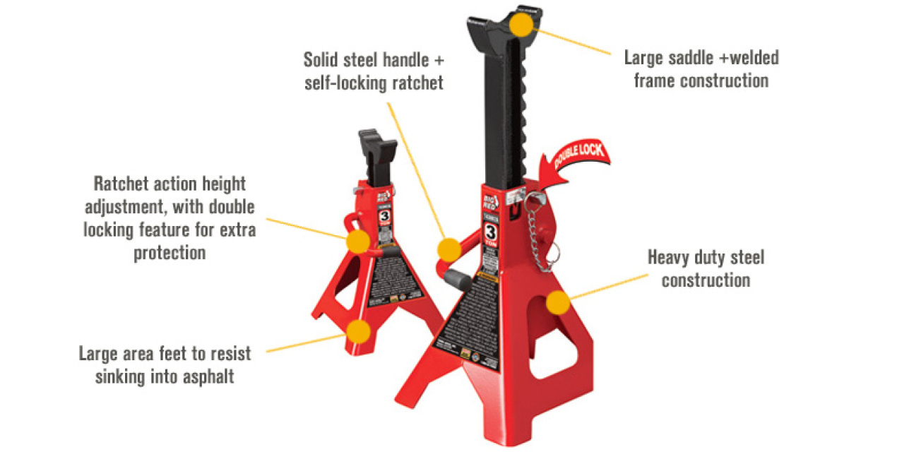 3-Ton Double Locking Jack Stands (Pair)